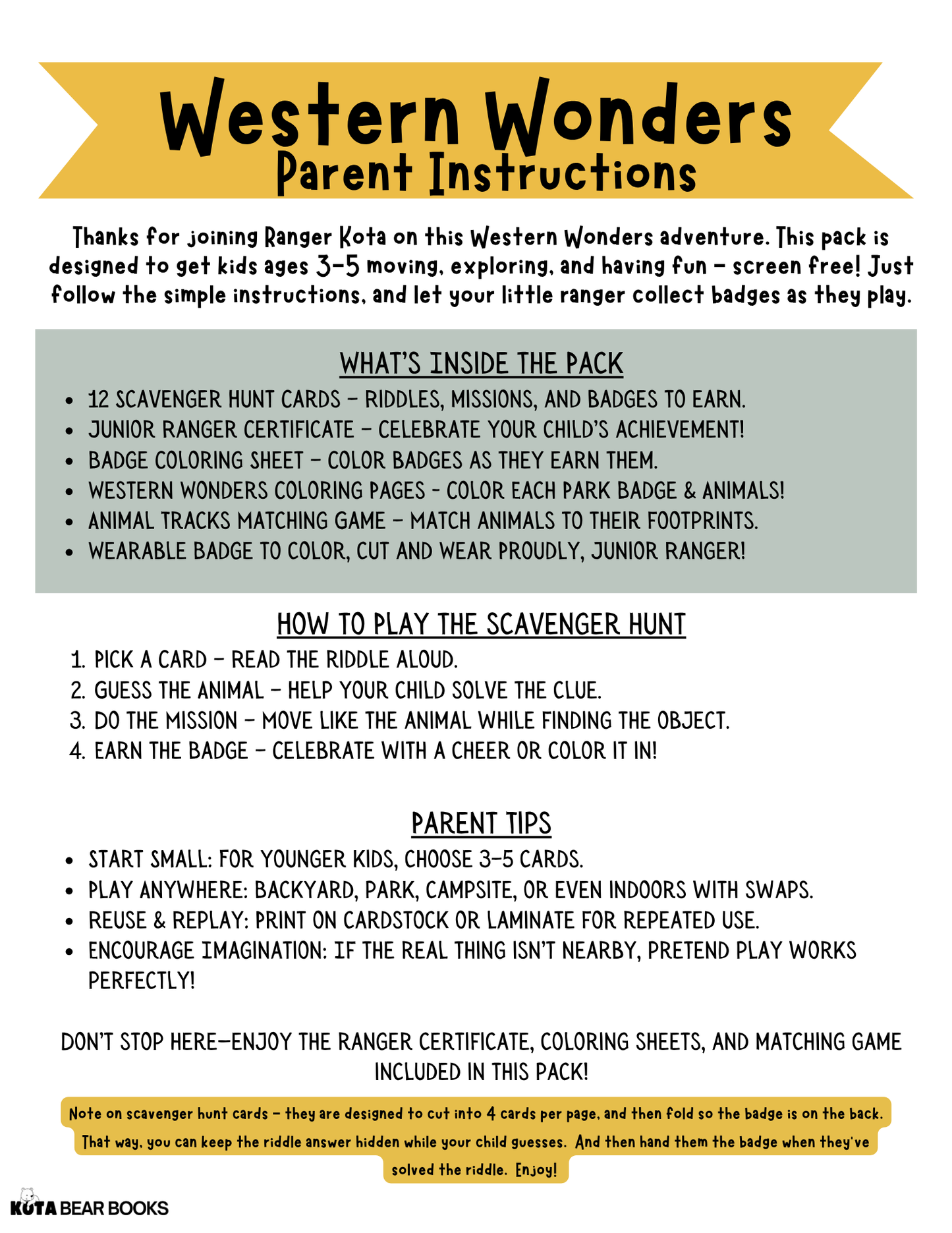 Western Wonders National Parks Animal Adventure Pack